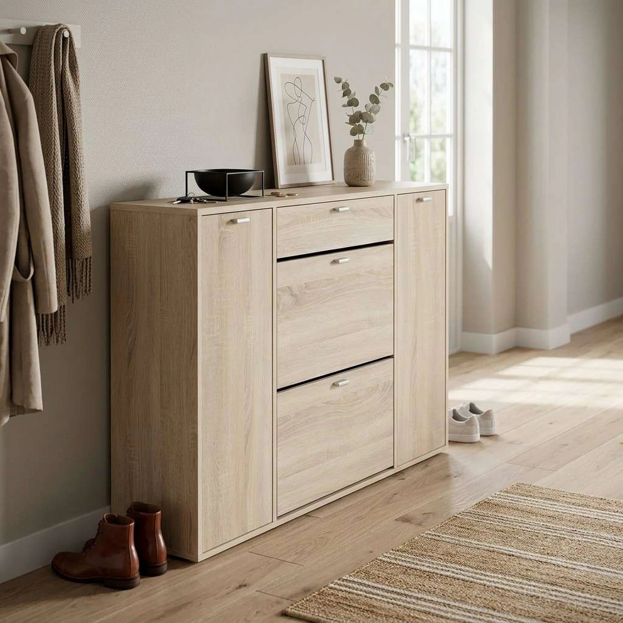 Pantofar ANABELA, stejar sonoma, PAL melaminat, 120x28x85 cm