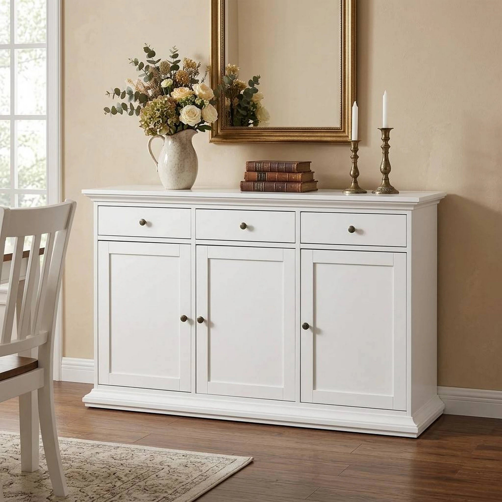 Comoda PARIS 77824, alb, PAL infoliat, 144x46x92 cm