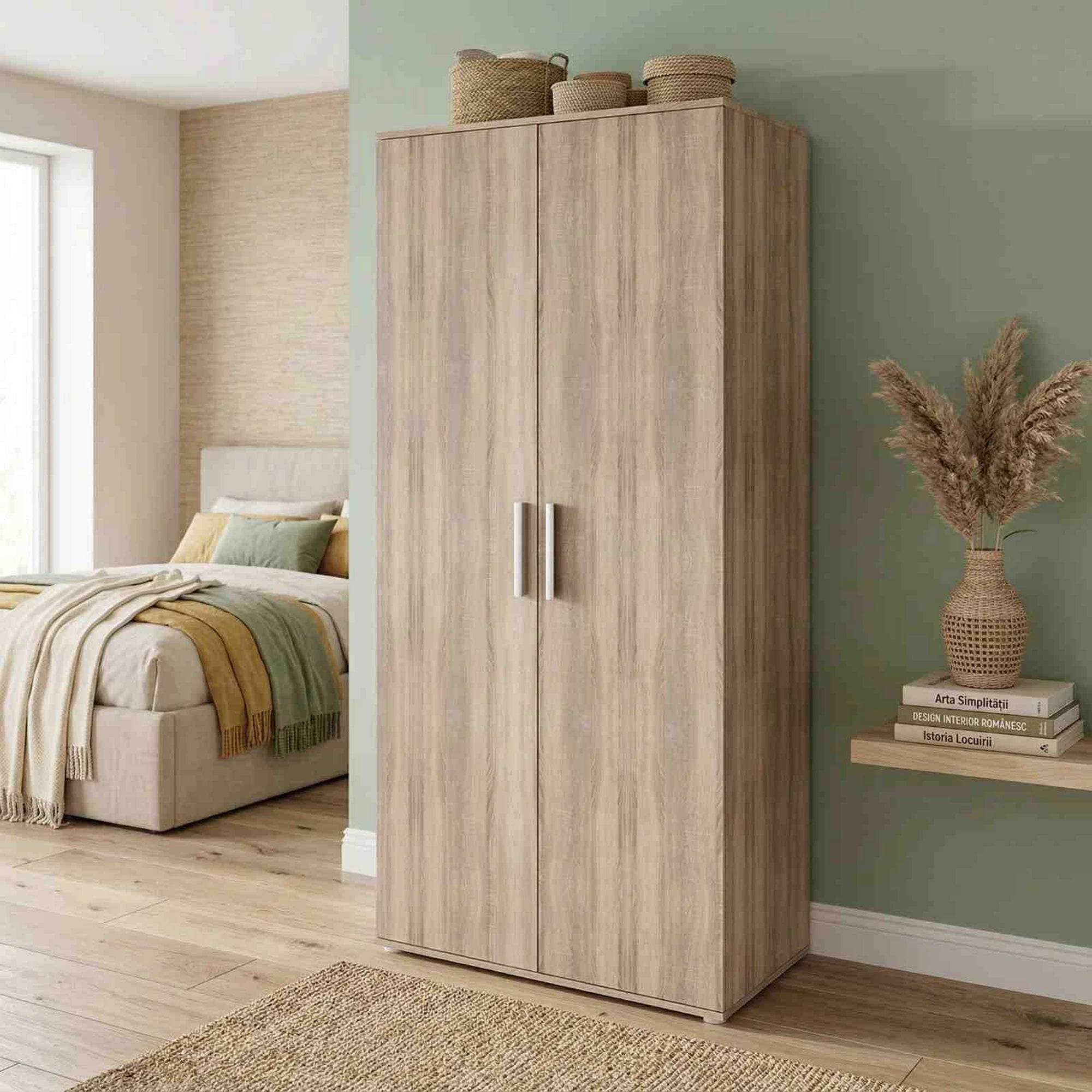 Dulap DUNAJ TIP 2, stejar sonoma, DTD laminat, cu 2 usi, 90x47x191 cm