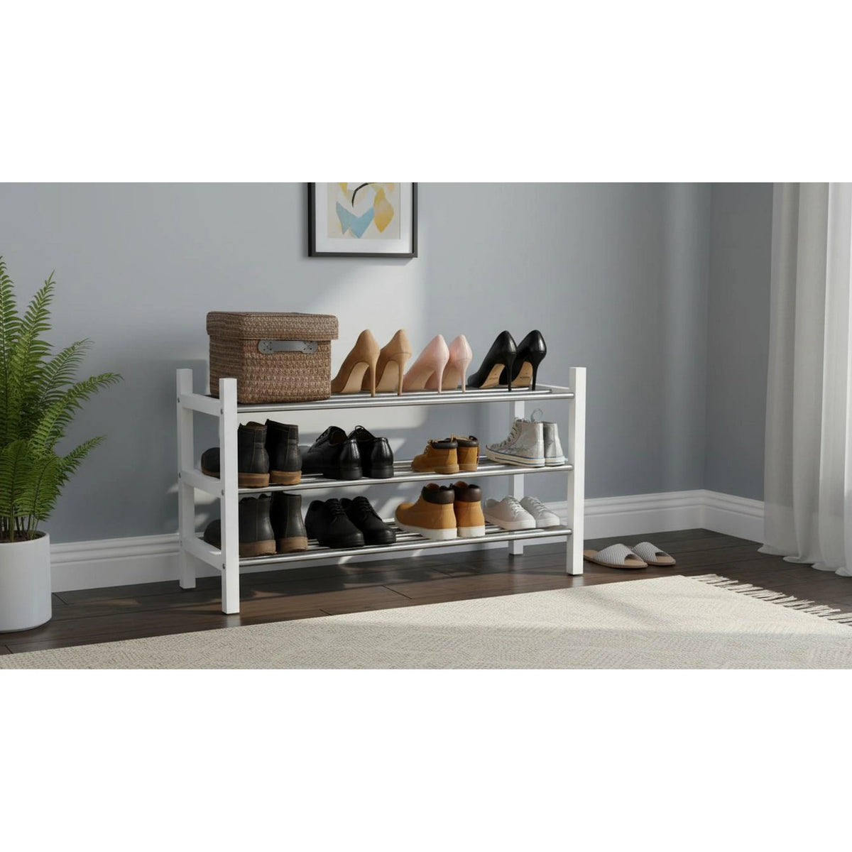 Pantofar BRESO, alb/argintiu, 100x30x37 cm