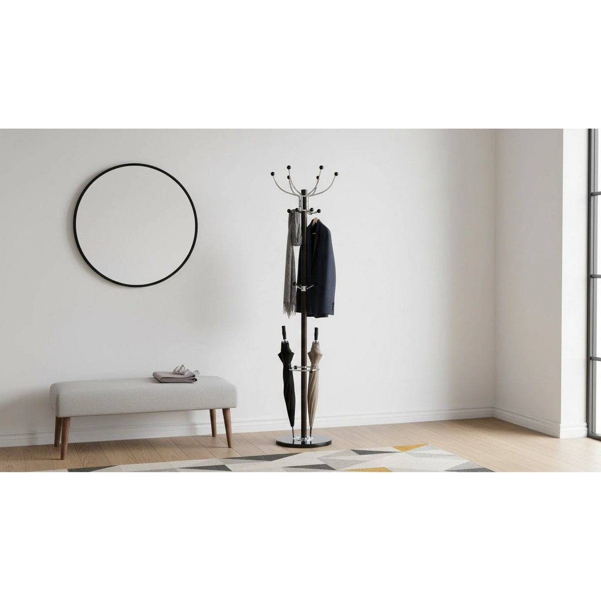 Cuier pom JIMY NEW, negru, metal/marmura, 37x175 cm