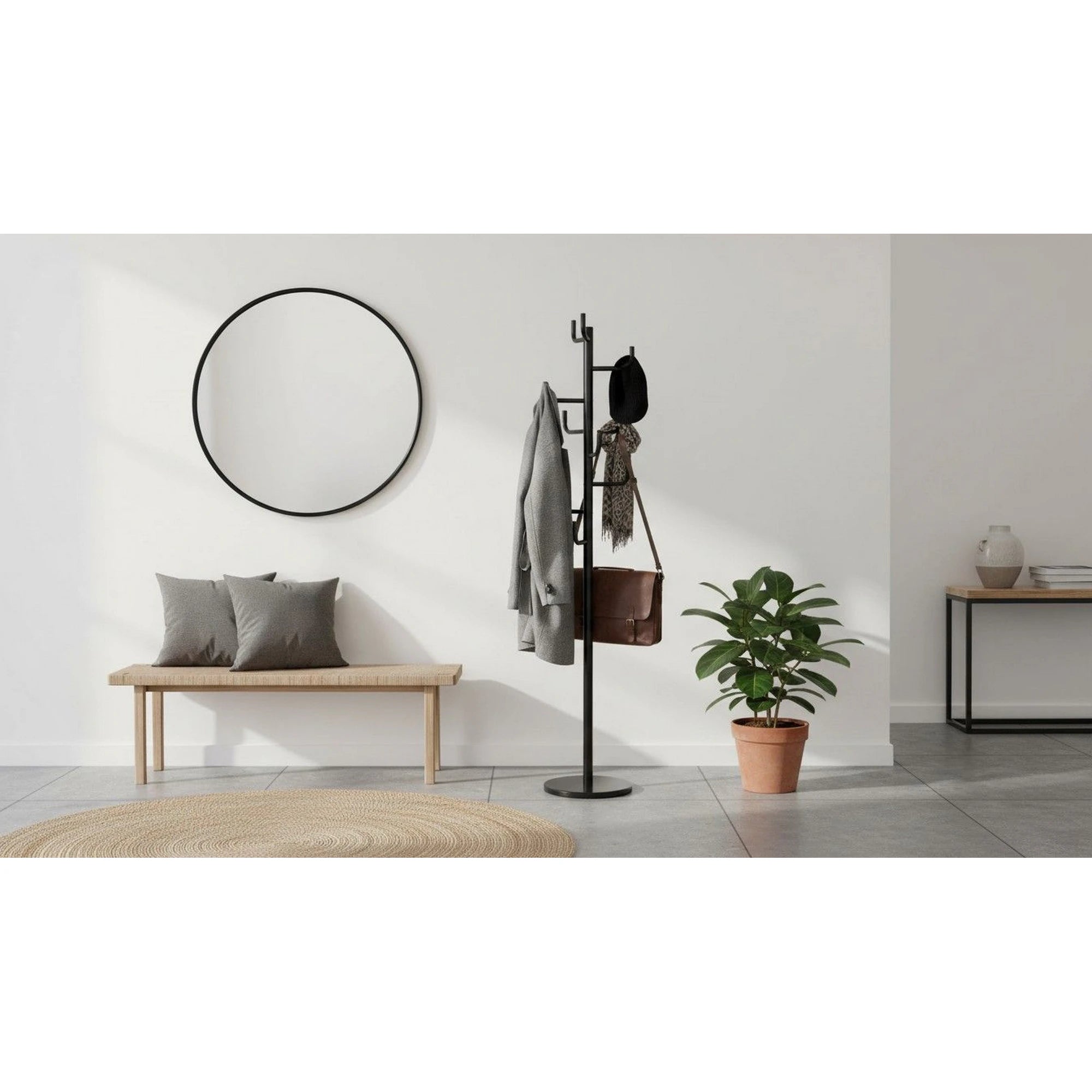 Cuier pom ELDER, negru, metal/marmura, 37x175 cm