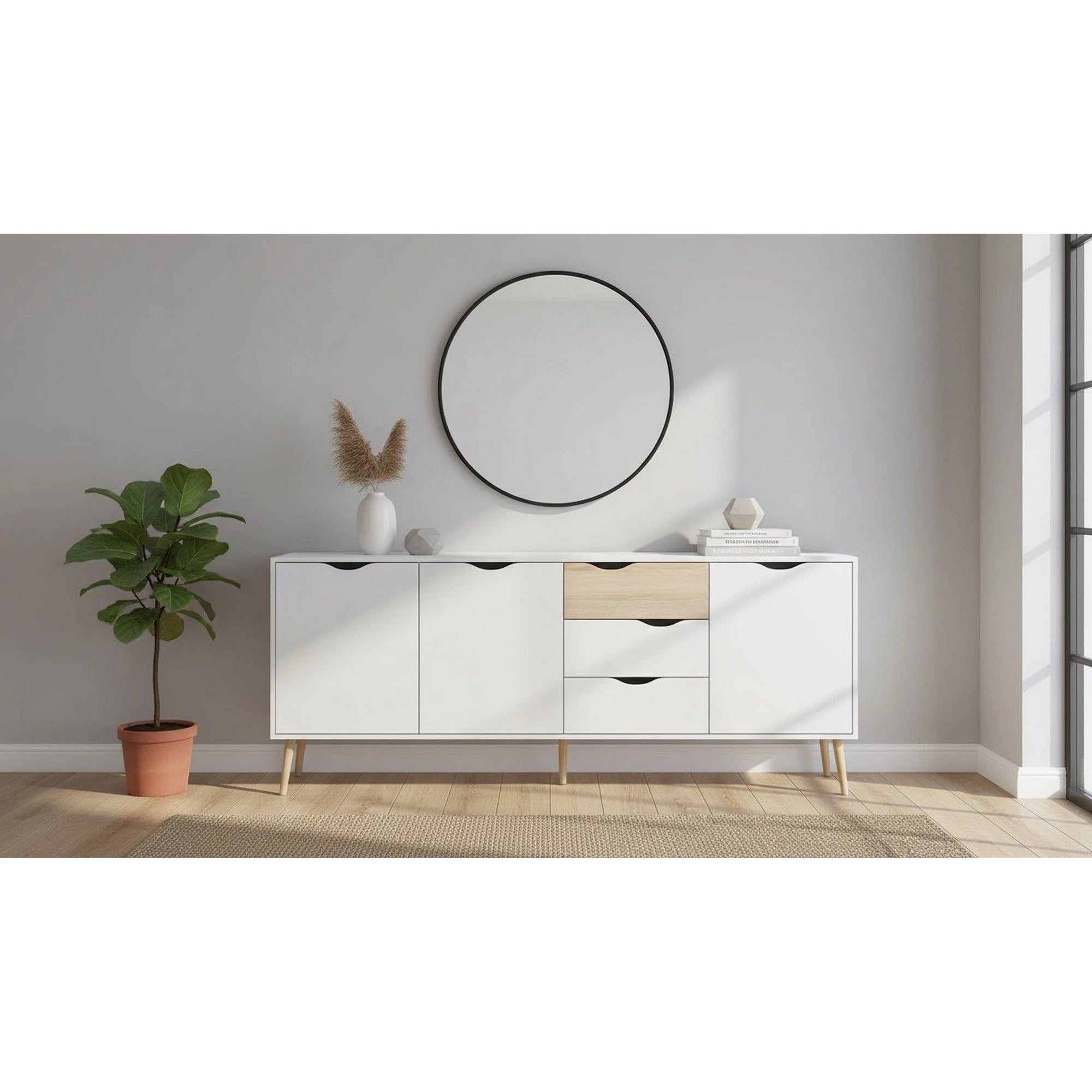 Comoda OSLO 75454, stejar sonoma/alb, DTD laminat, 196x39x82 cm