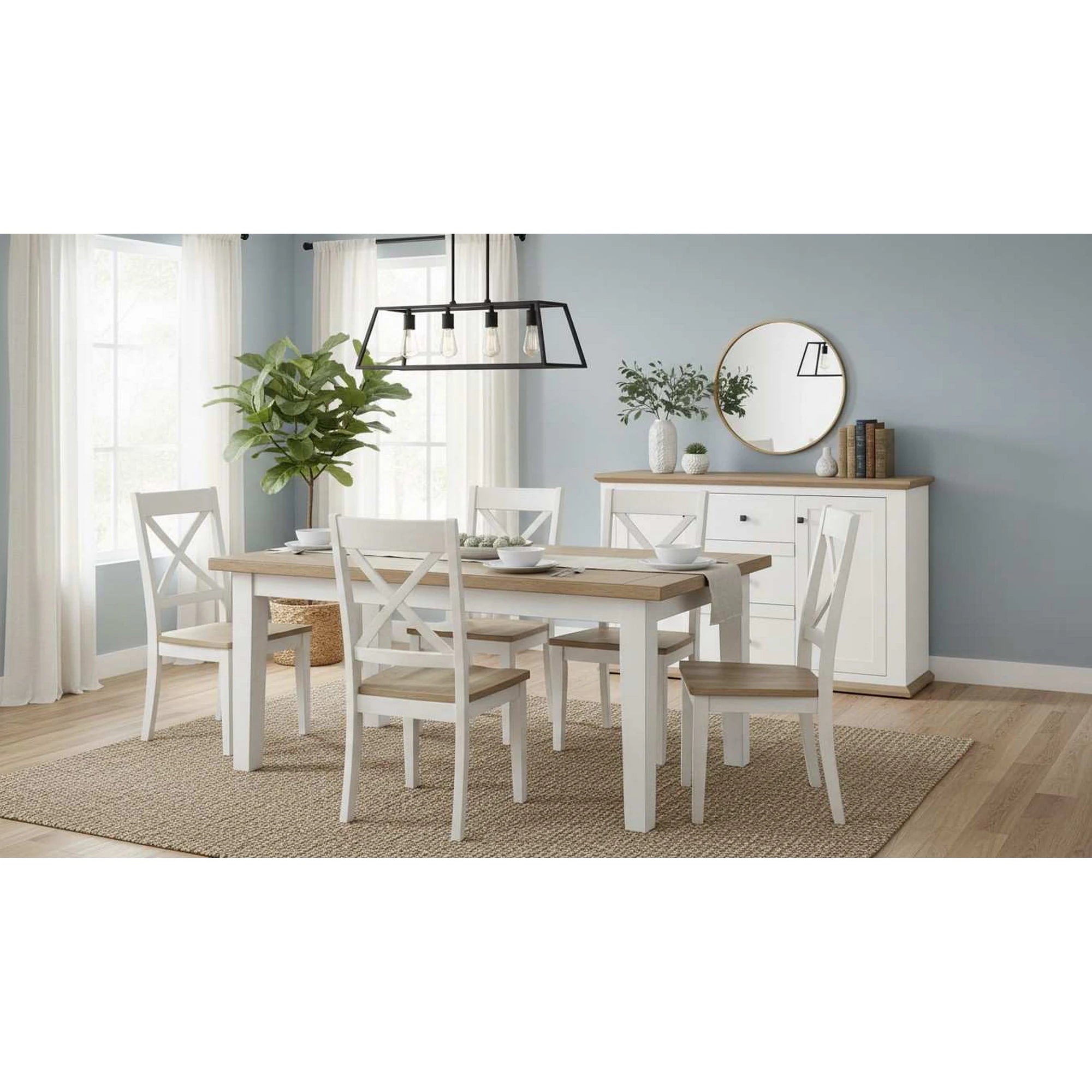Comoda LEON MZ11, DTD laminat, alb/stejar grand, 140x45x87 cm