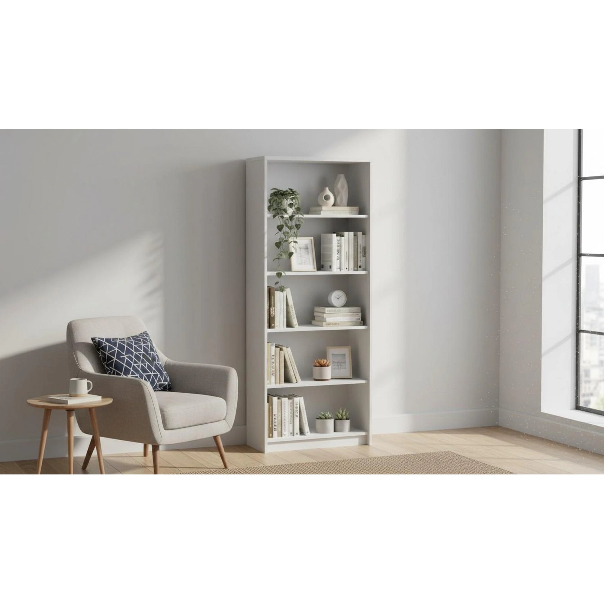 Biblioteca JOHAN 2 NEW 04, alb, DTD laminat, 73x34x186 cm