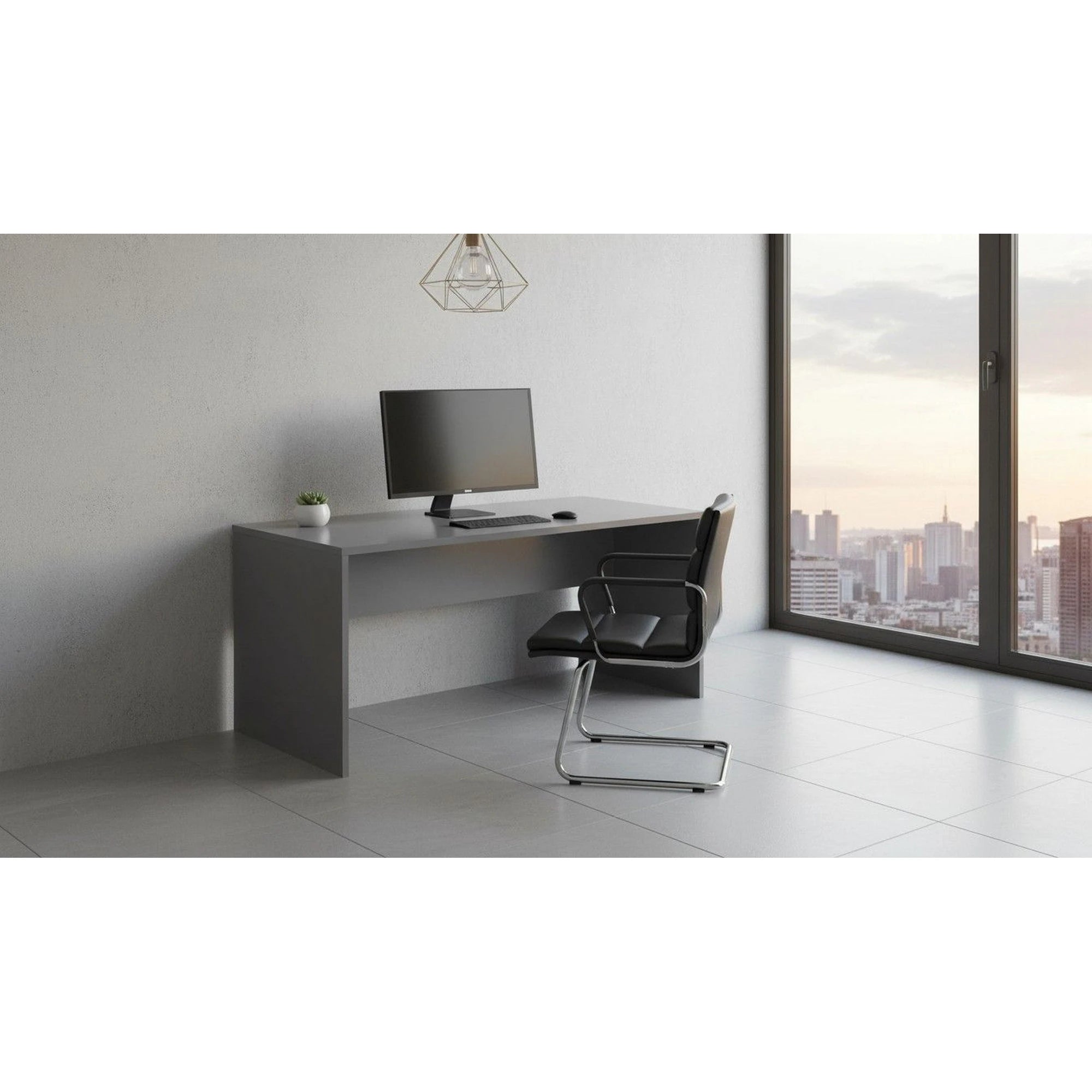 Masa birou RIOMA NEW TYP 16, gri grafit, DTD laminat, 160x80x76 cm