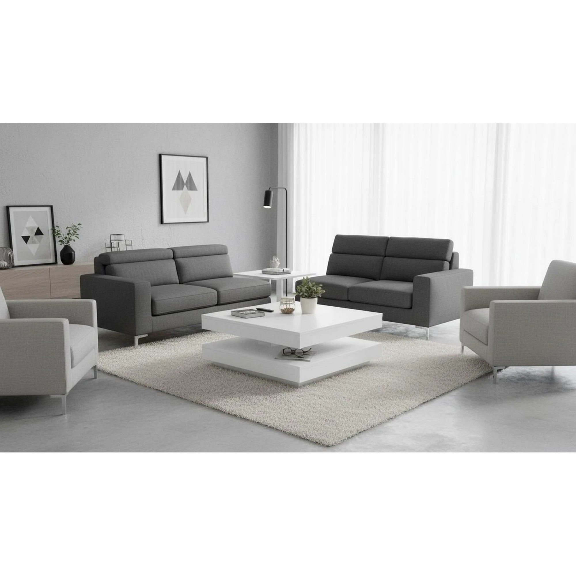 Masuta cafea MANDY, alb, 70x70x34 cm