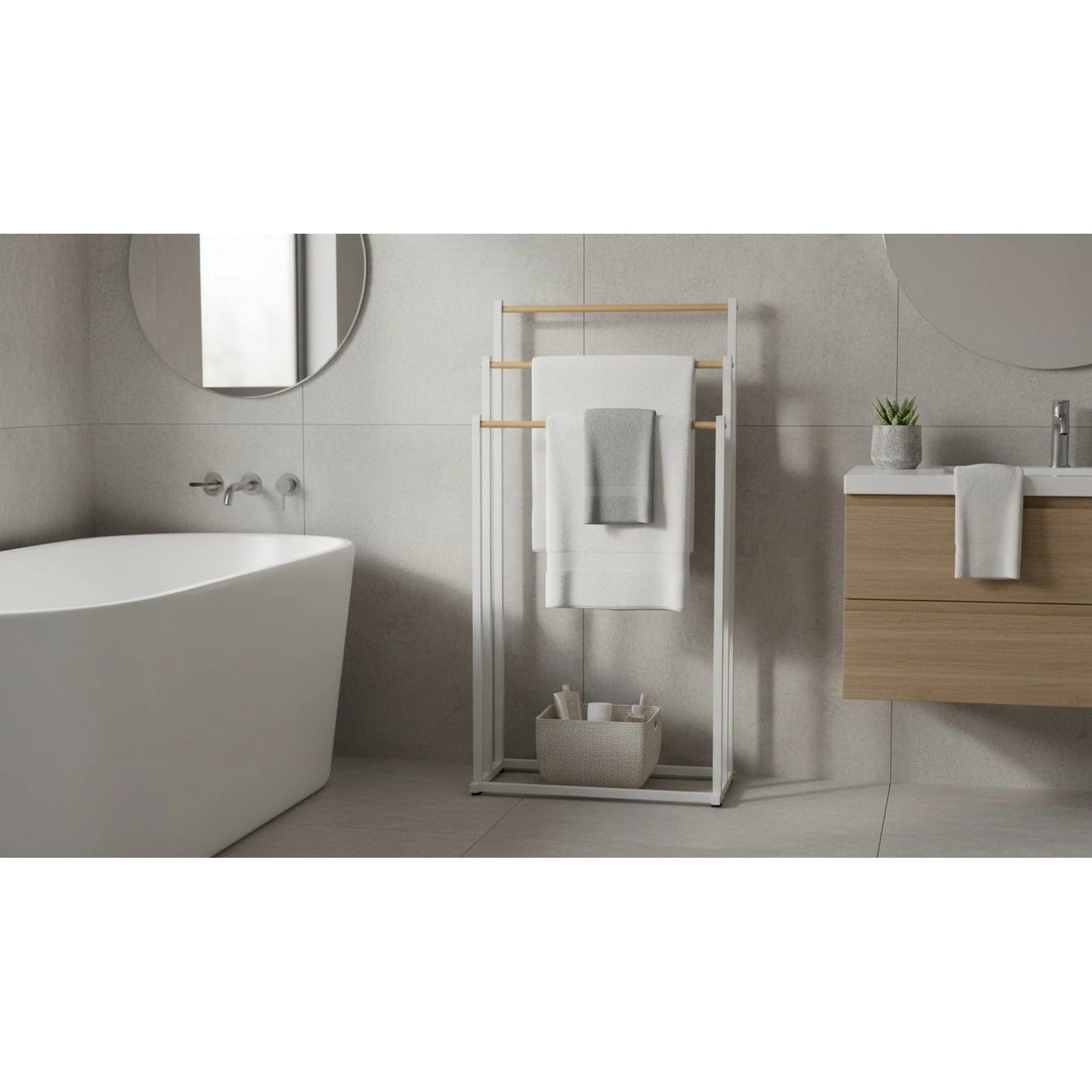 Stander prosoape POLDO, alb, metal, 44x22x86 cm