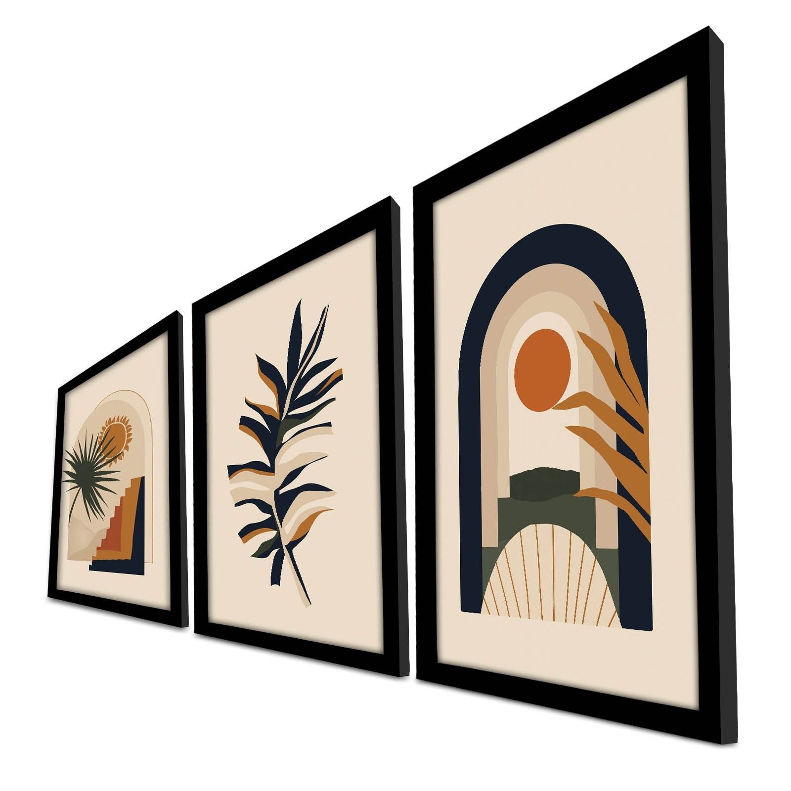Tablou decorativ MDF cu ramă (3 piese), 3P3853NISCT-003, Multicolor