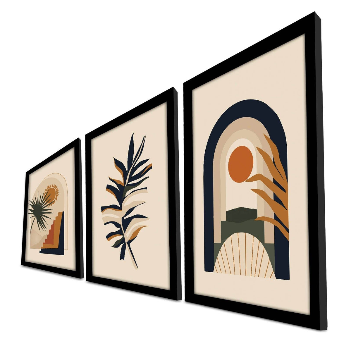Tablou decorativ MDF cu ramă (3 piese), 3P3853NISCT-003, Multicolor