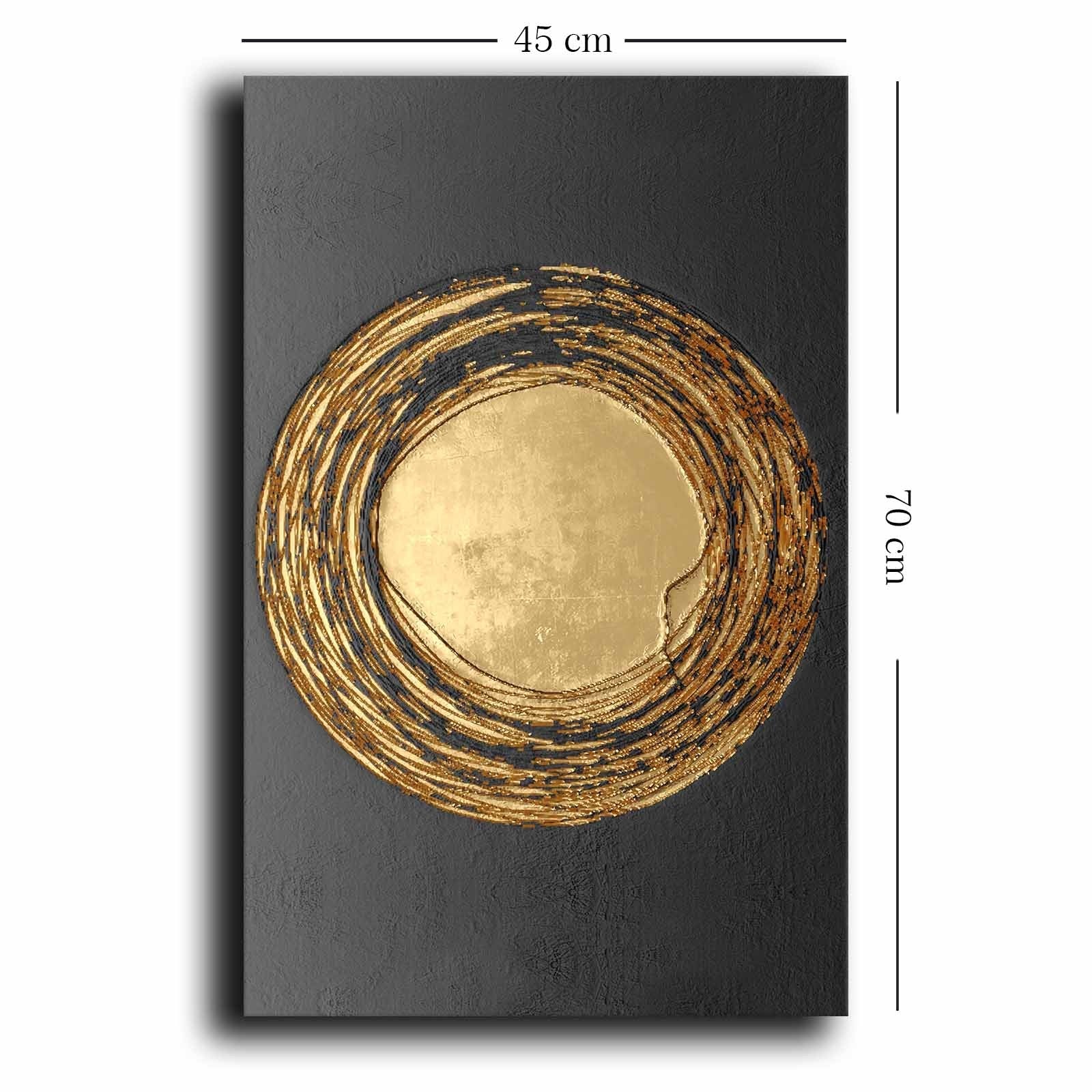 Tablou decorativ pe pânză, 4570NISC-024, Auriu / Negru