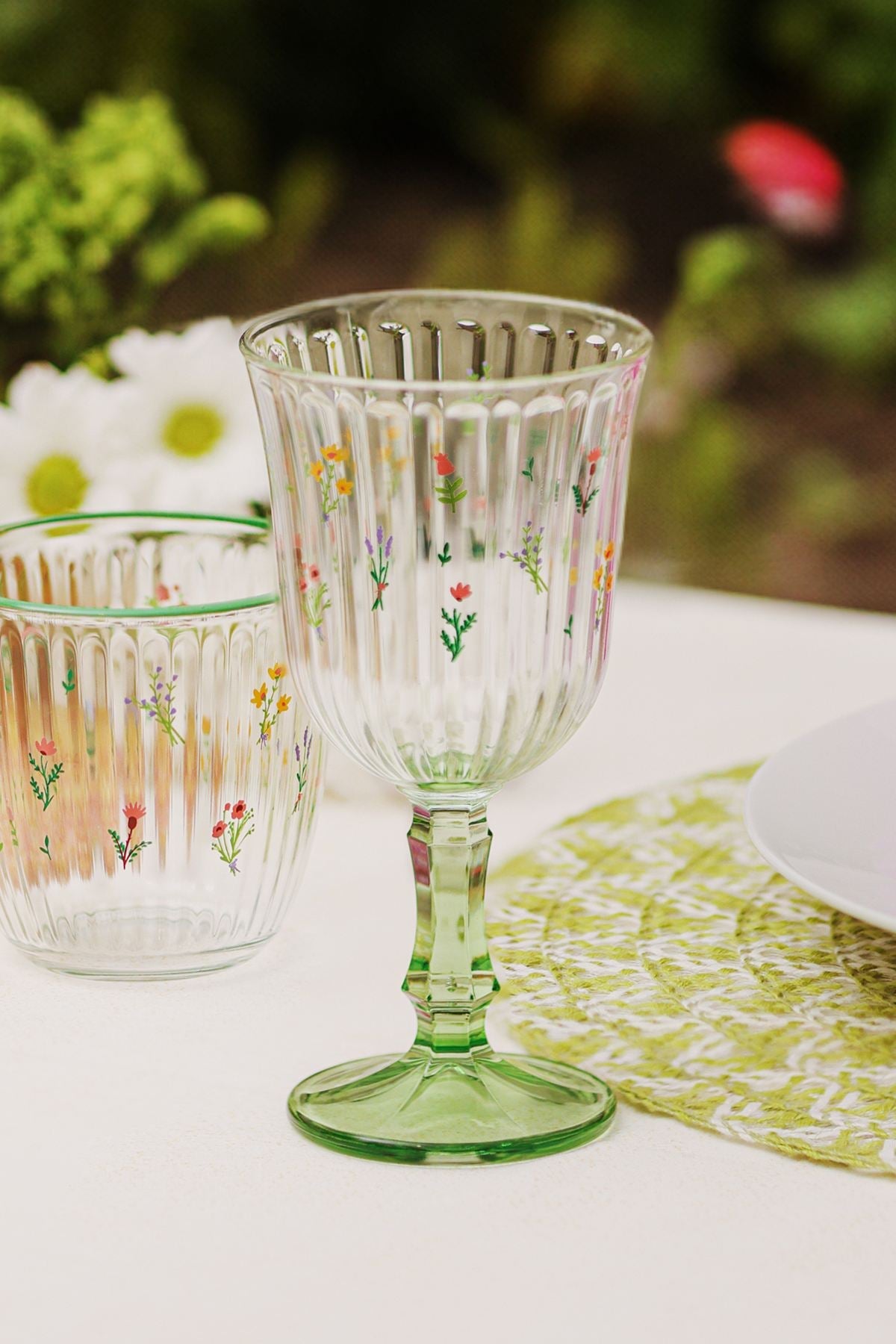 Set pahare vin (4 piese), Botanical 240, Galben / Verde