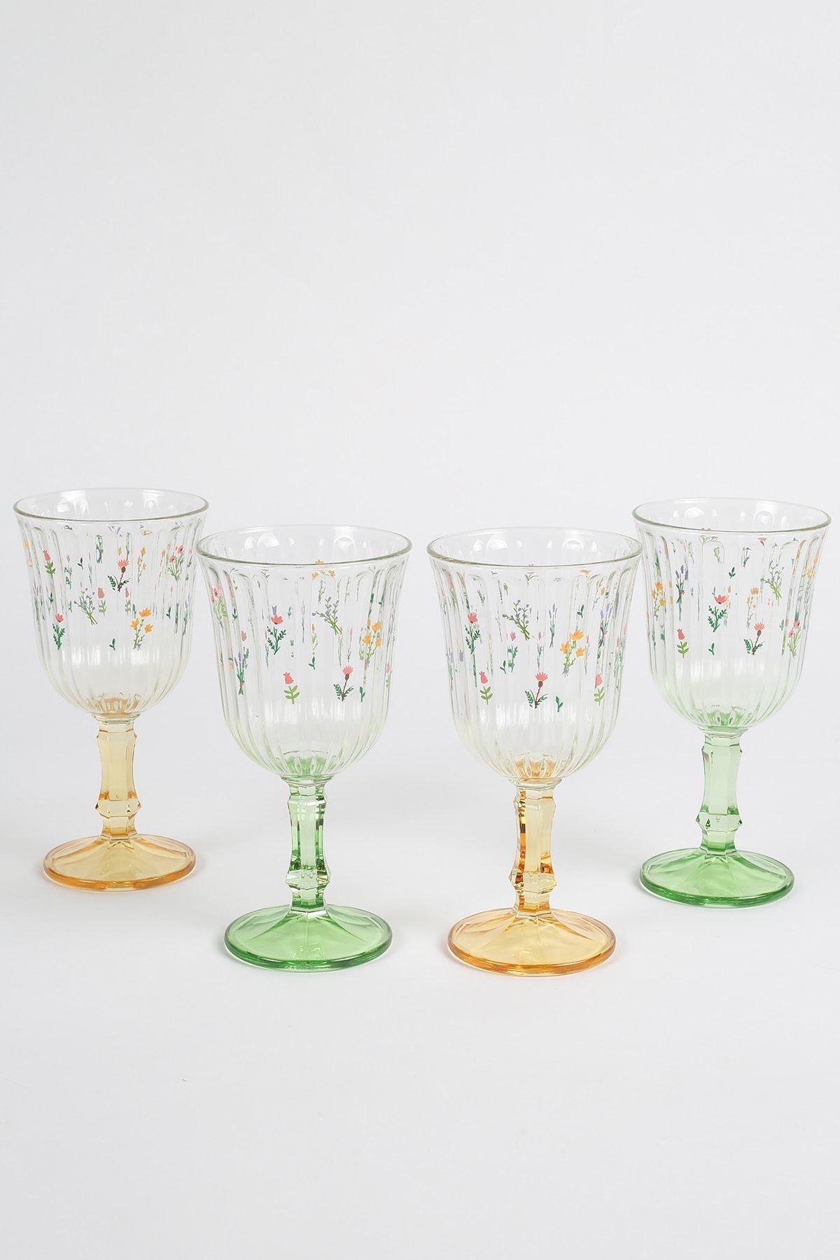 Set pahare vin (4 piese), Botanical 240, Galben / Verde