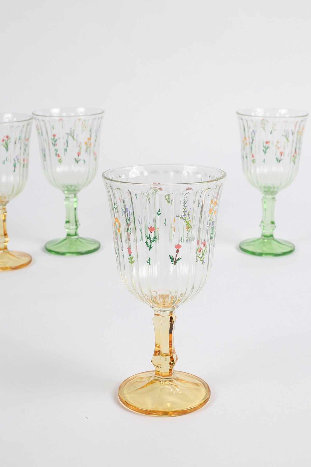 Set pahare vin (4 piese), Botanical 240, Galben / Verde