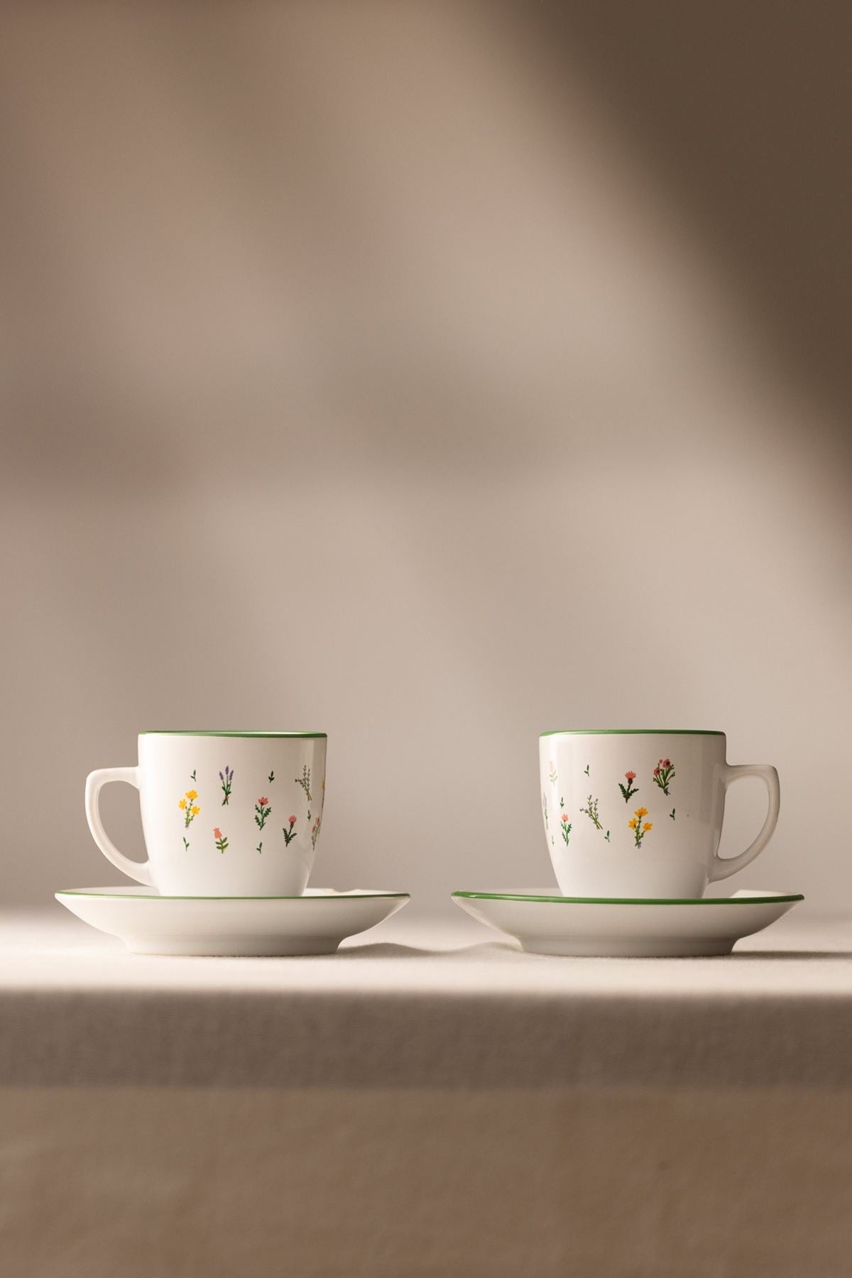 Set cești cafea (4 piese), Botanical, Alb / Verde