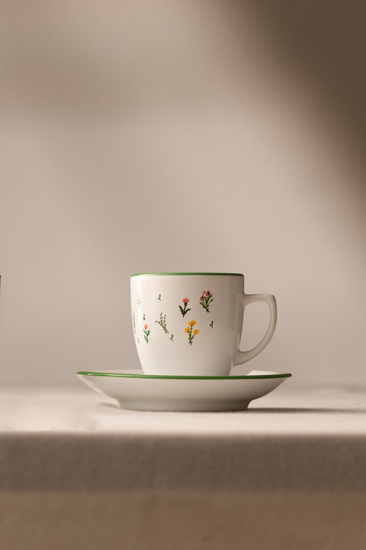 Set cești cafea (4 piese), Botanical, Alb / Verde