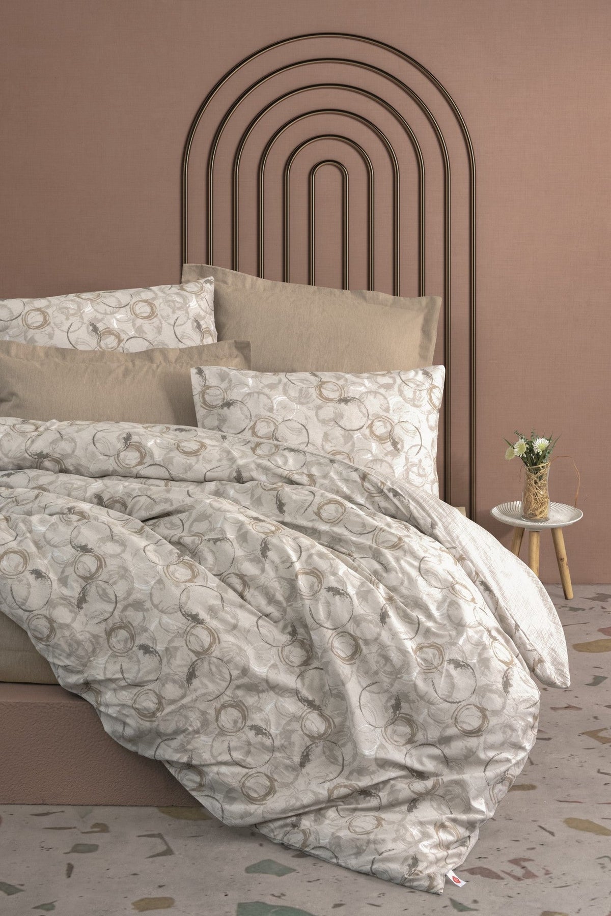 Set lenjerie pat single ranforce, Moil - Beige, Bej