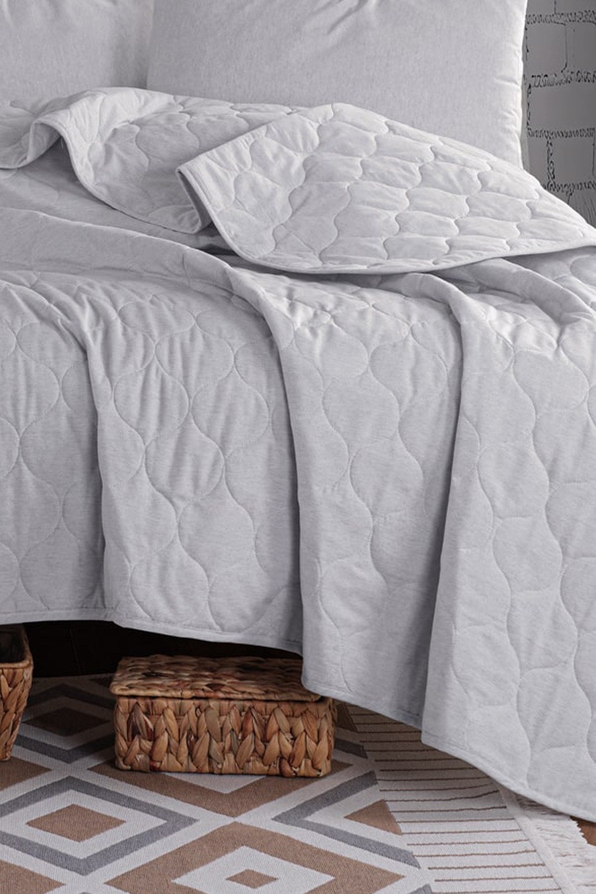 Set cuvertură pat dublu, Solid - Grey, Gri
