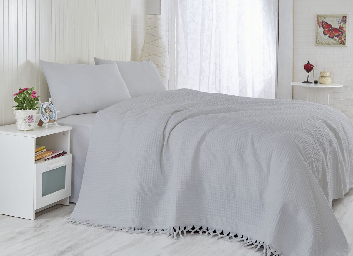 Cuvertură pichet pat dublu, Light Grey, Gri deschis