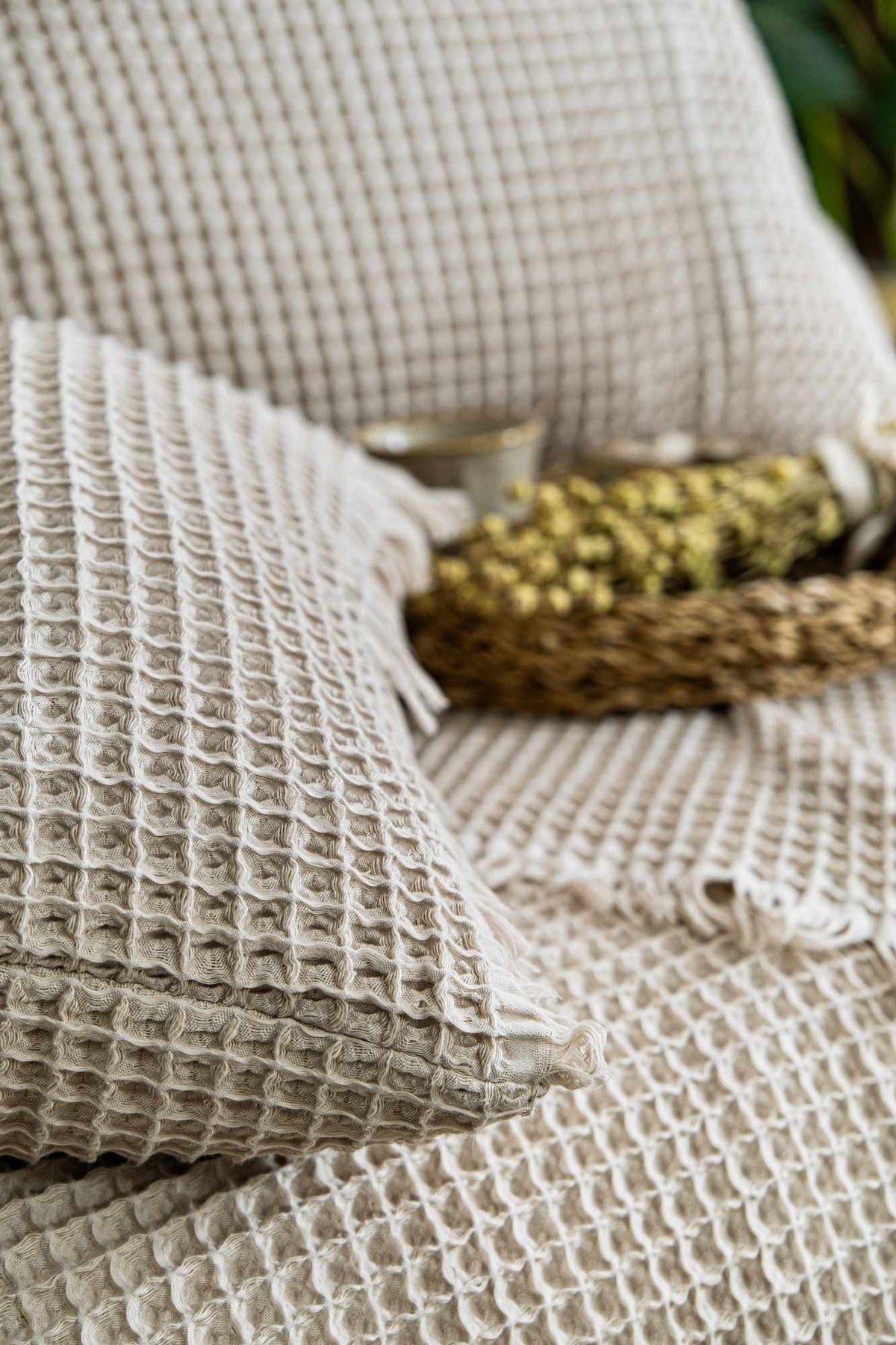Set cuvertură pichet pat dublu, Norah - Beige, Bej