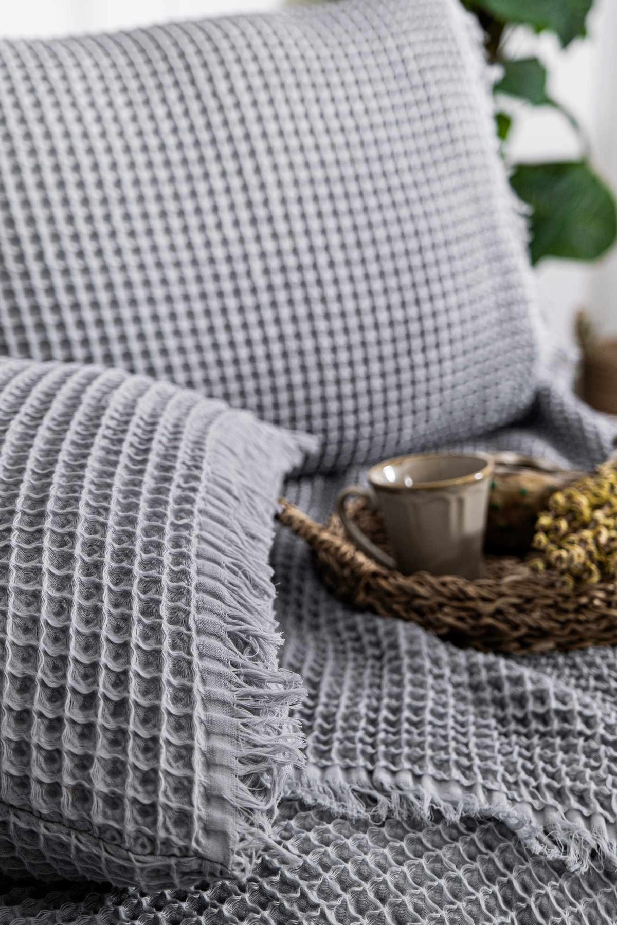 Set cuvertură pichet pat dublu, Norah - Grey, Gri
