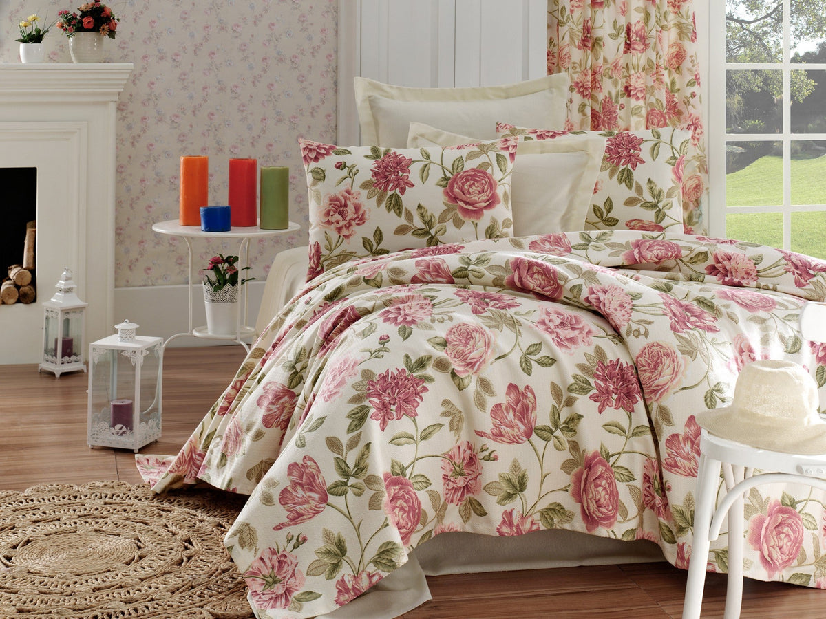 Set cuvertură pichet pat dublu, Care - Pink, Roz