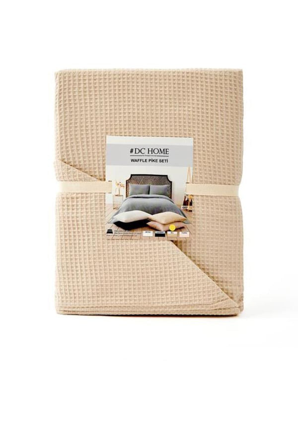 Cuvertură pichet pat dublu, Waffle - Beige, Bej