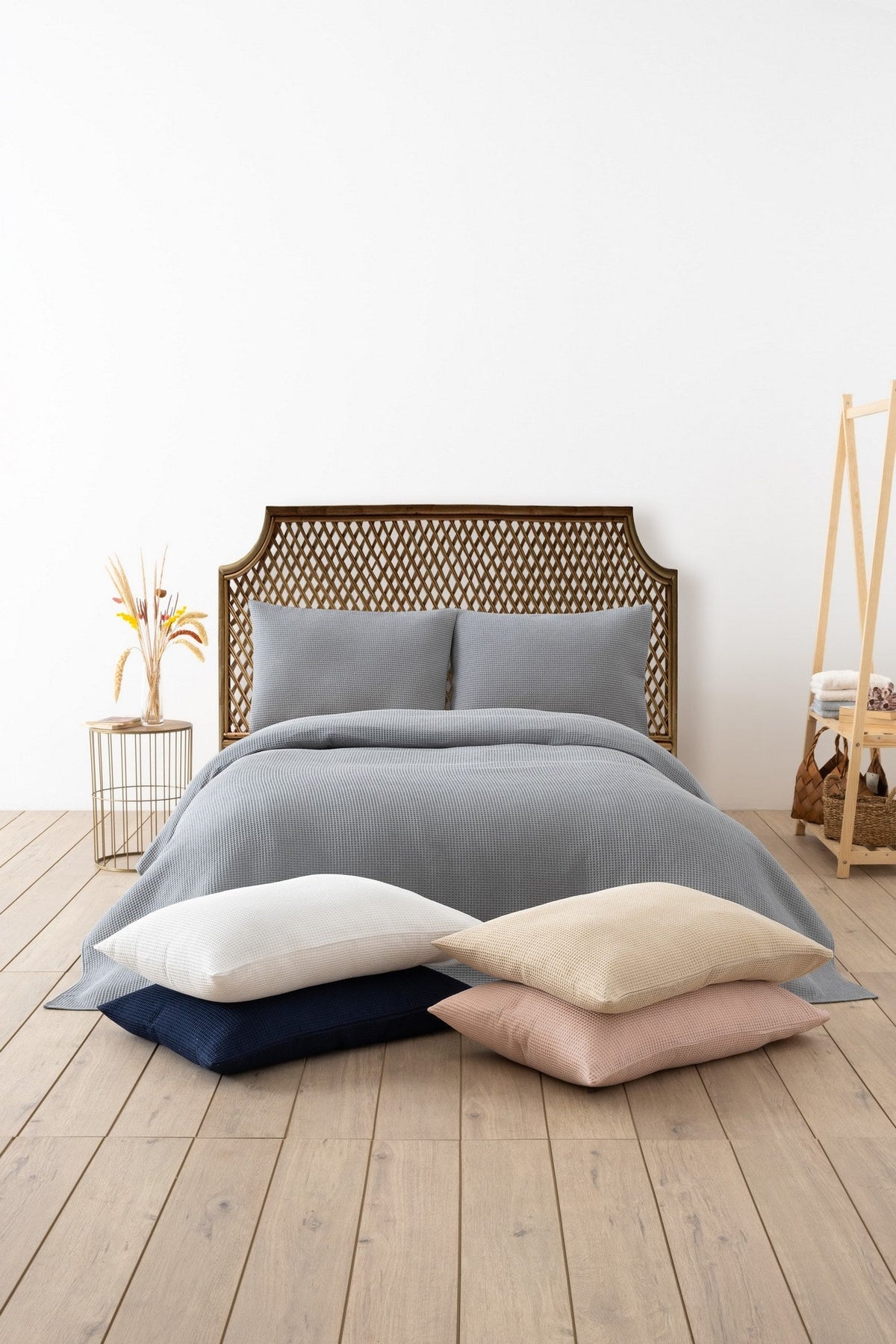 Cuvertură pichet pat dublu, Waffle - Grey, Gri