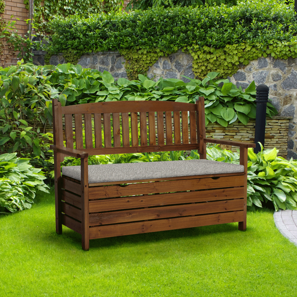 Banca gradina DILKA, lemn, stejar inchis, 124x58x88 cm