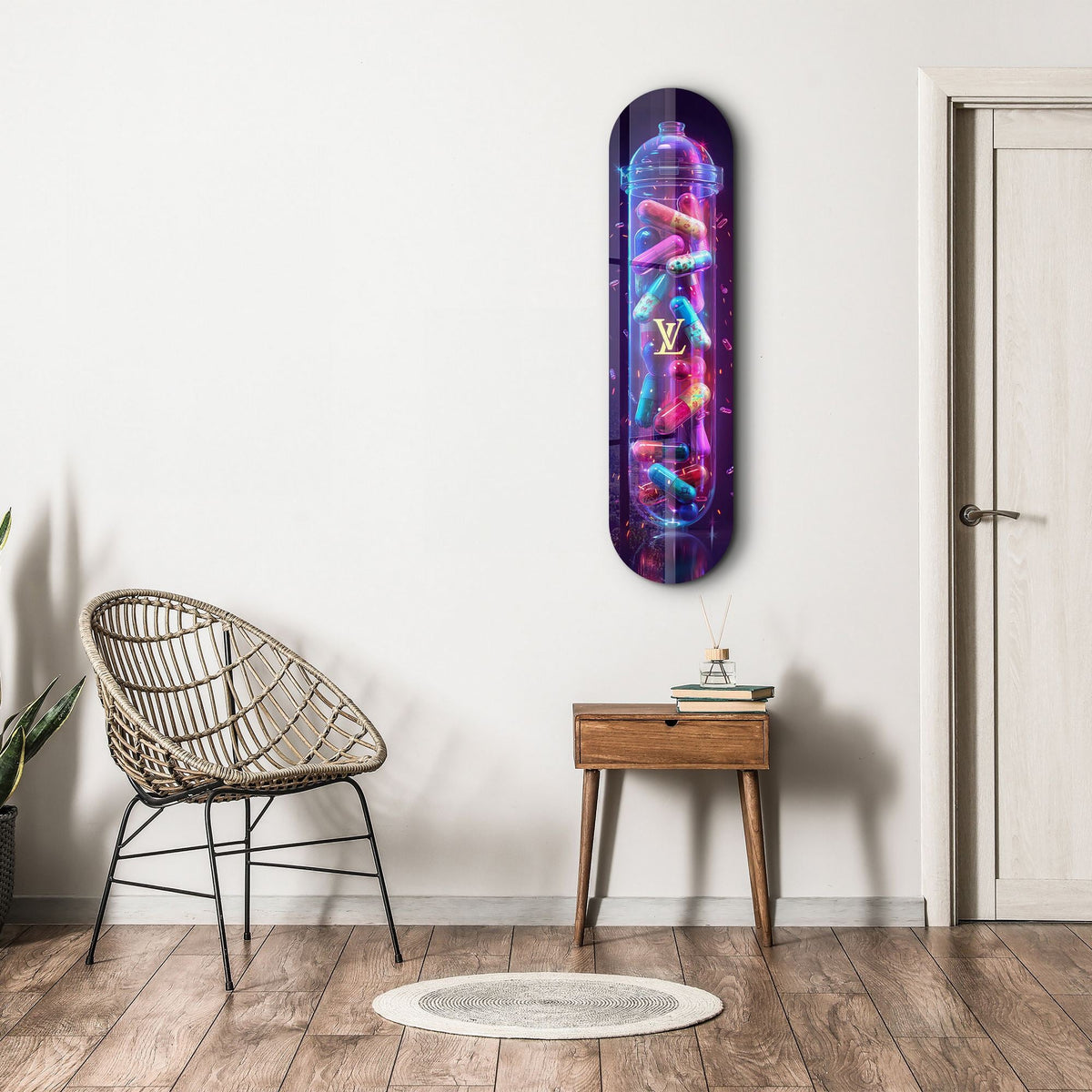 Tablou decorativ din sticlă securizată, Colorful LV Tube, Multicolor
