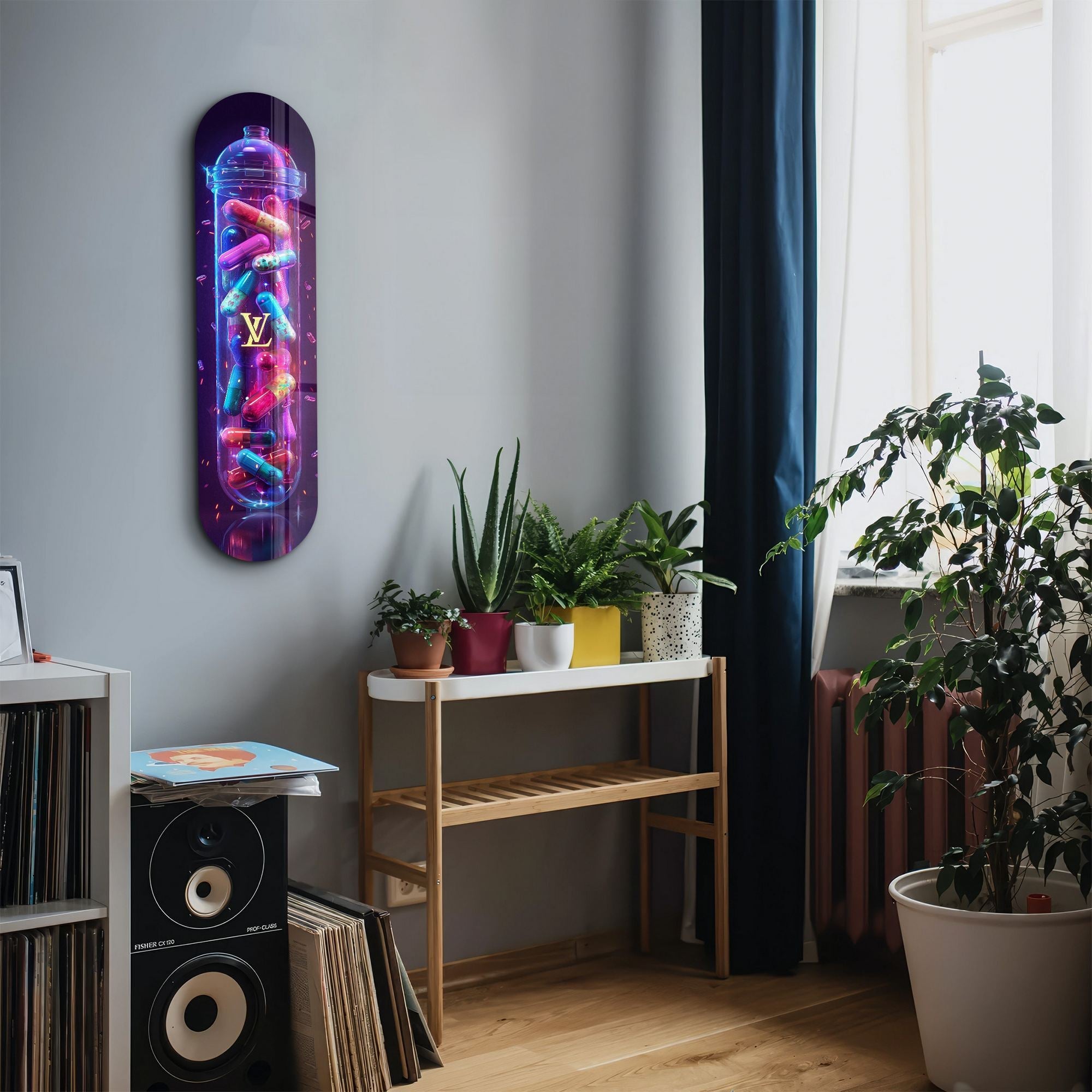 Tablou decorativ din sticlă securizată, Colorful LV Tube, Multicolor