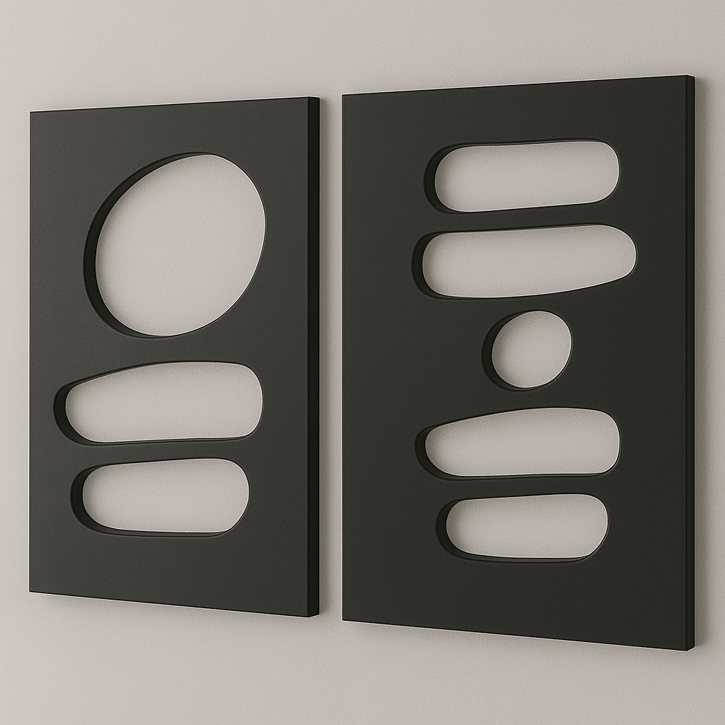 Tablou decorativ MDF (2 piese), Hhloyma00002 - 50 x 70, Negru