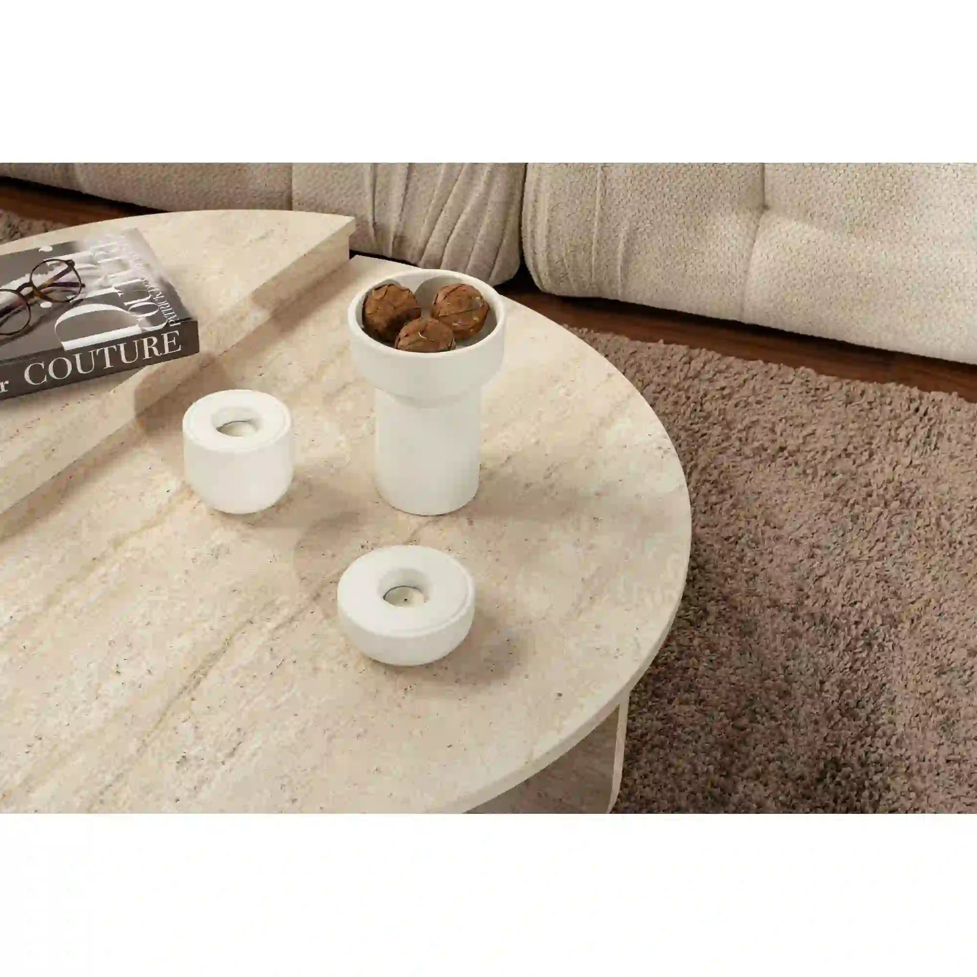 Set 2 masute ORION, bej cu efect de piatra travertin, PAL melaminat