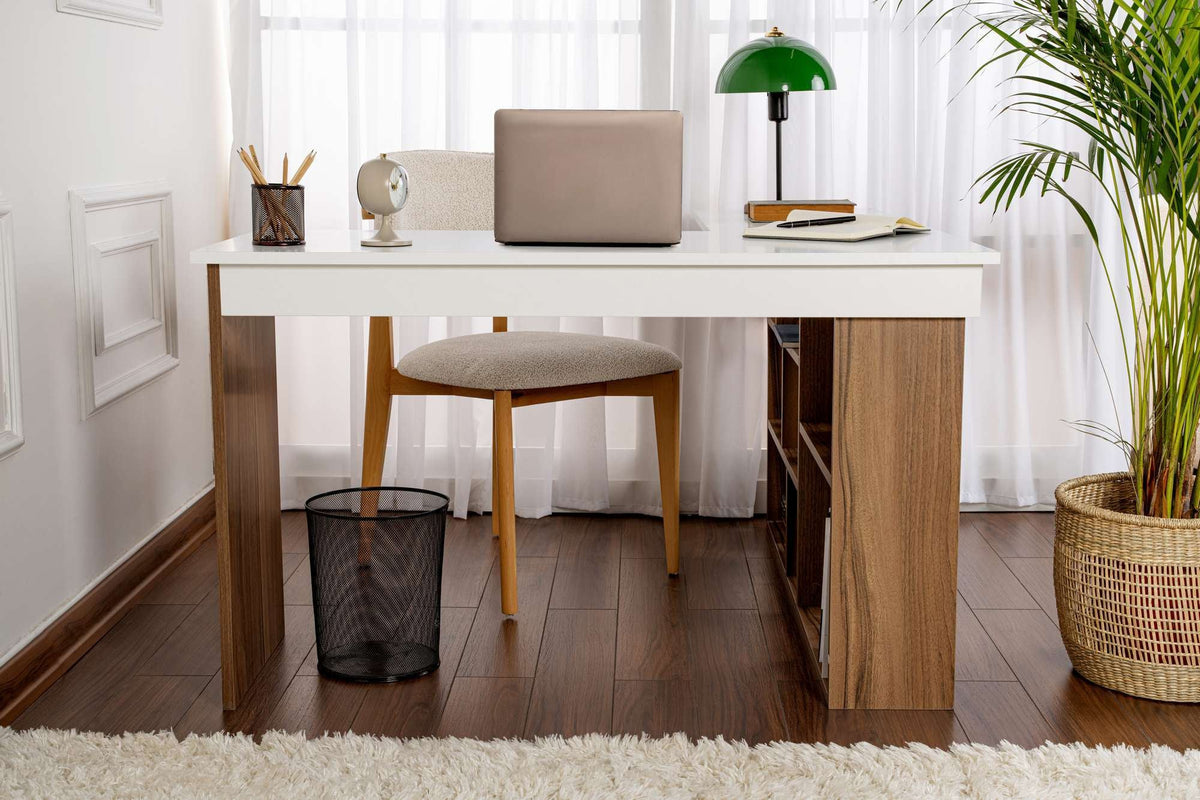 Birou, Vesper - Venezia Walnut, White, Nuc Veneția / Alb