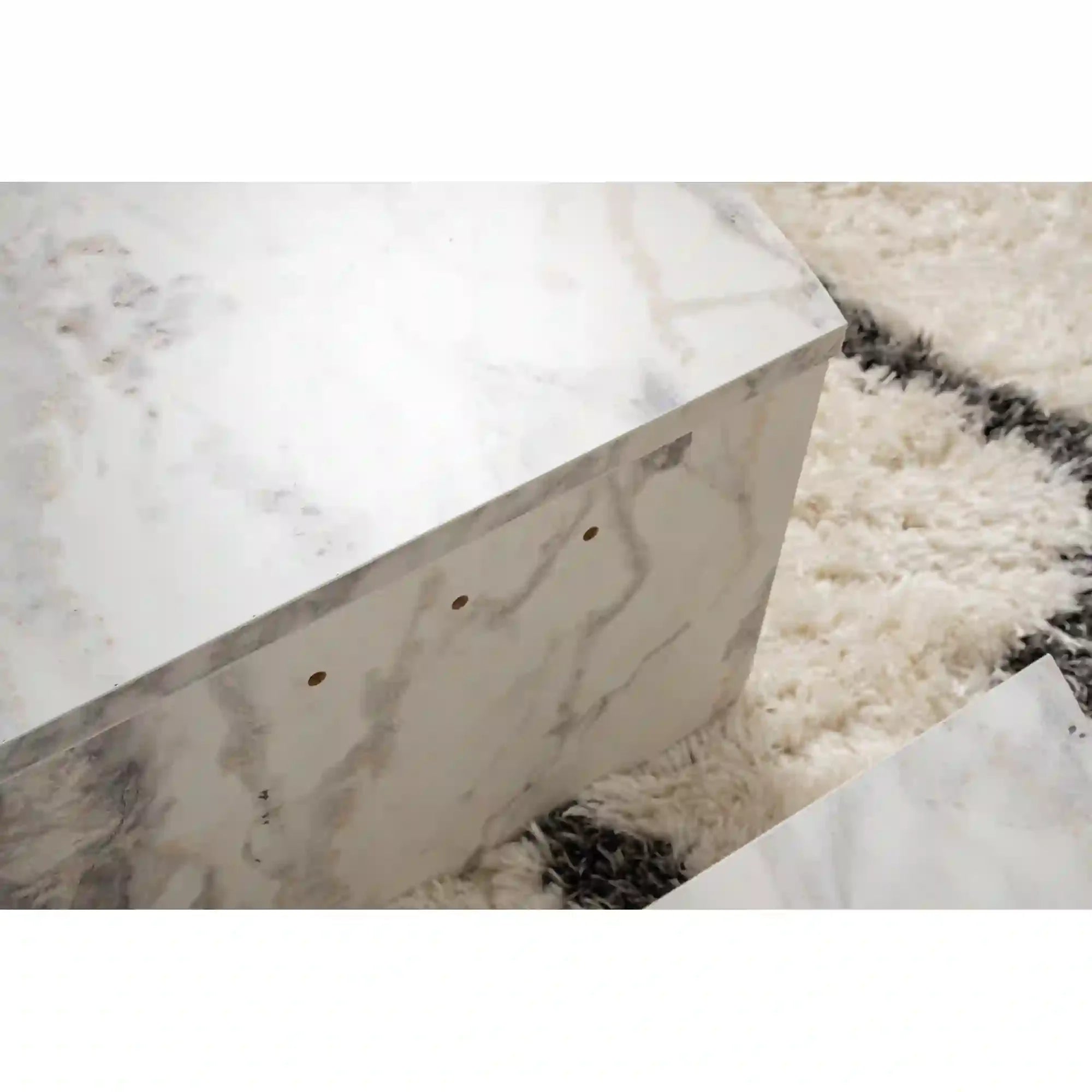 Set 2 masute ORION, alb cu efect de marmura, PAL melaminat