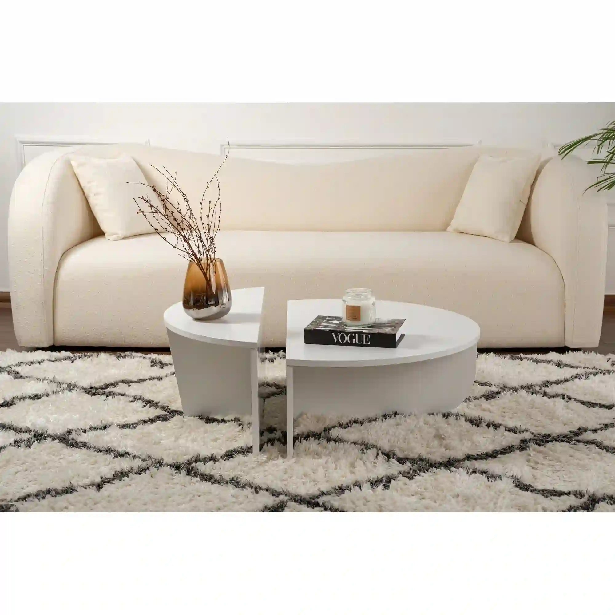 Set 2 masute ORION, alb, PAL melaminat