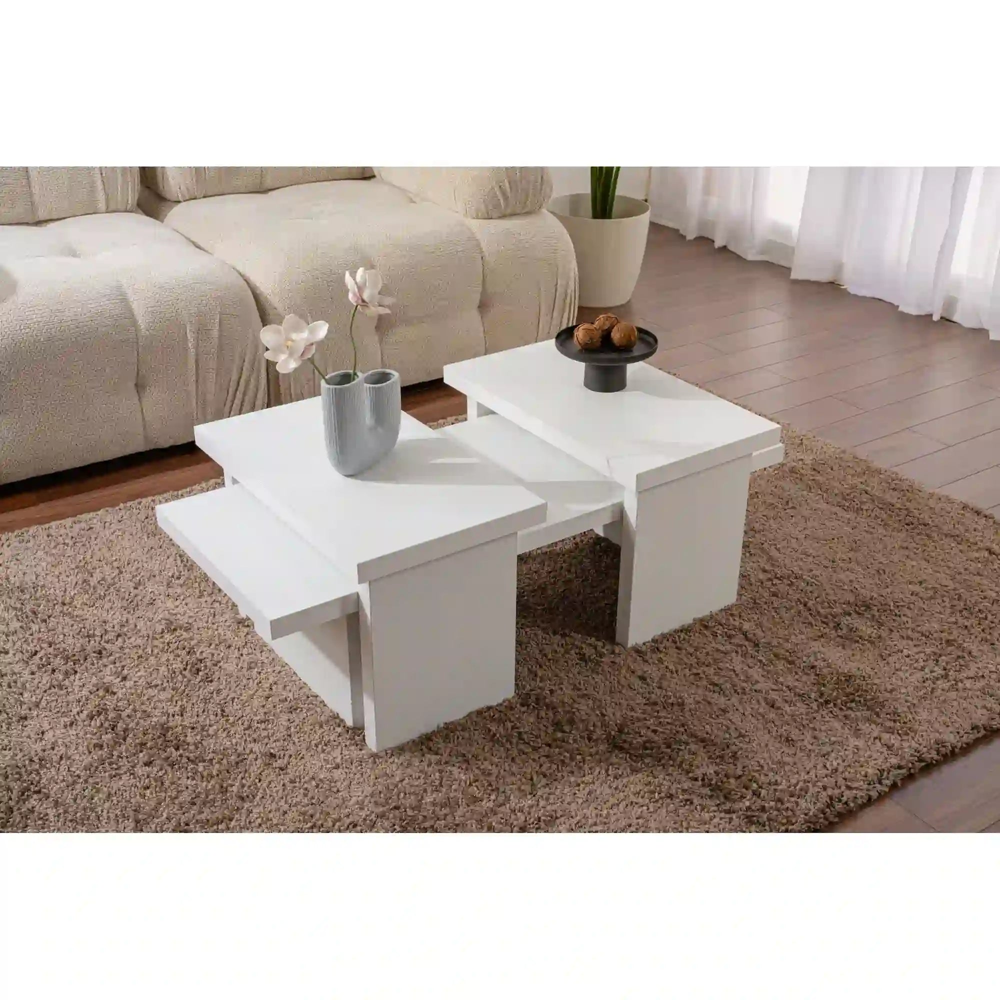 Masuta cafea SANCTUARY, alb, PAL, 110x45x30 cm