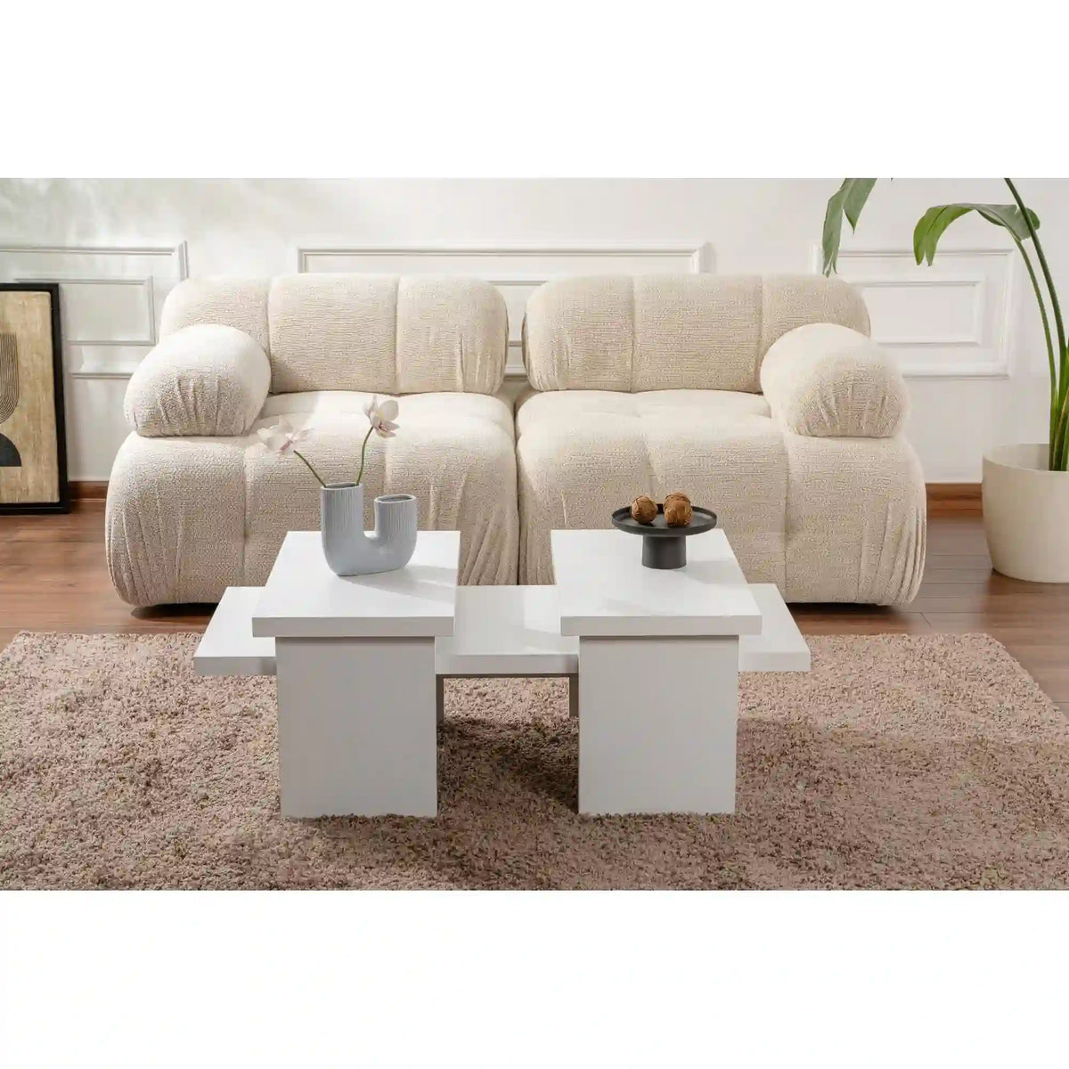 Masuta cafea SANCTUARY, alb, PAL, 110x45x30 cm