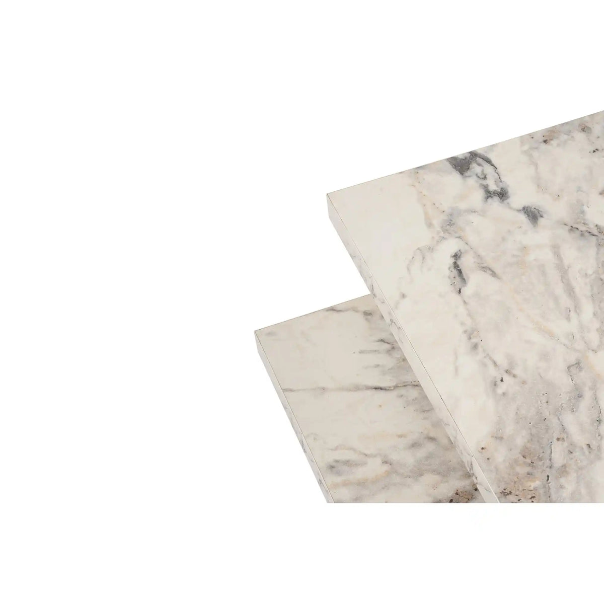 Masuta cafea SANCTUARY, alb cu efect de marmura, PAL, 110x45x30 cm