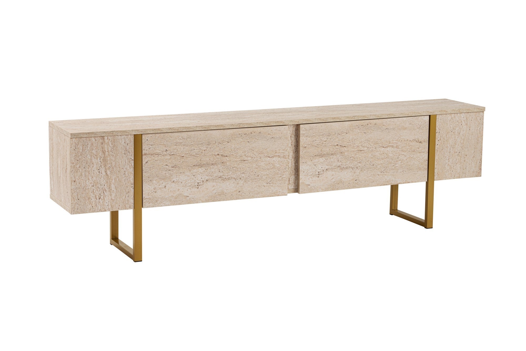 Comodă TV, Serenity - Travertine, Gold, Travertin / Auriu