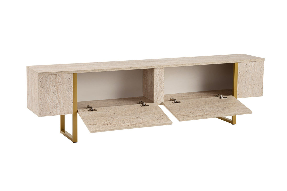 Comodă TV, Serenity - Travertine, Gold, Travertin / Auriu
