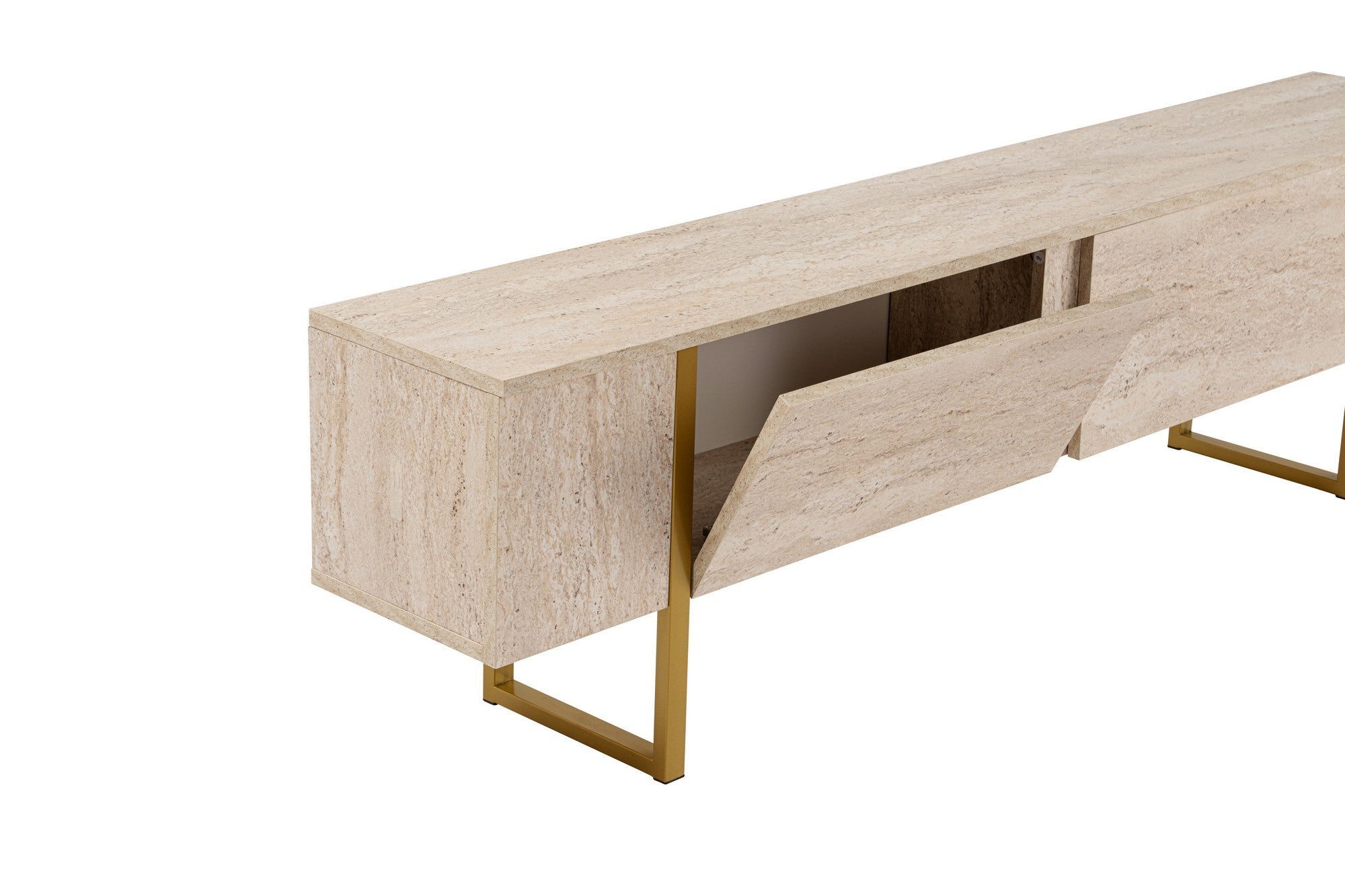 Comodă TV, Serenity - Travertine, Gold, Travertin / Auriu