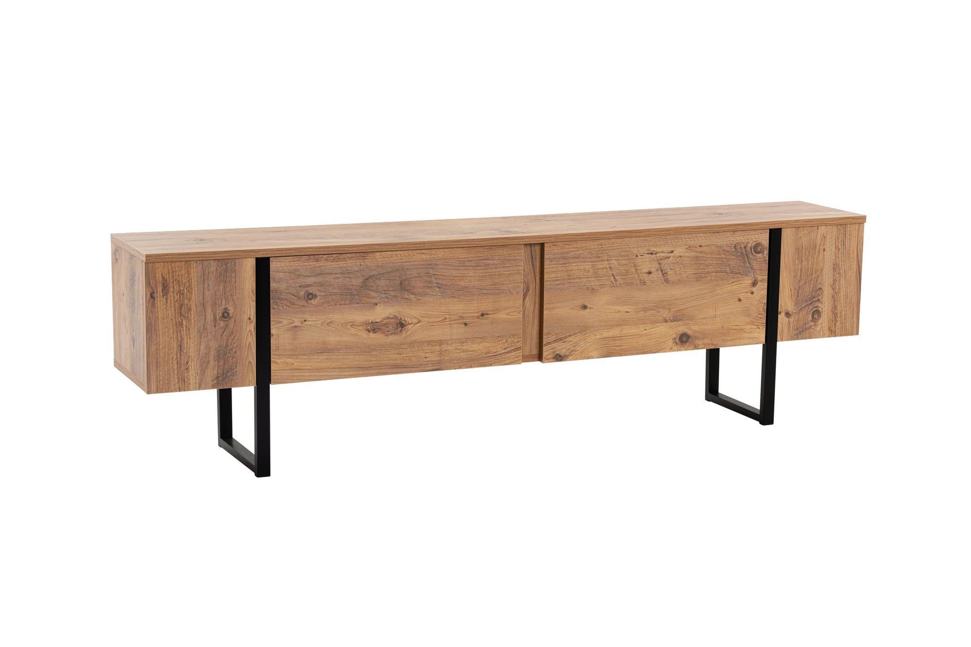 Comodă TV, Serenity - Atlantic Pine, Black, Pin Atlantic / Negru