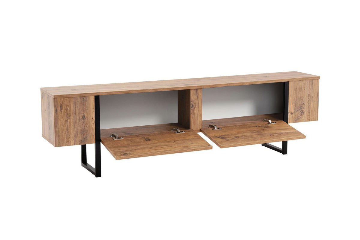 Comodă TV, Serenity - Atlantic Pine, Black, Pin Atlantic / Negru