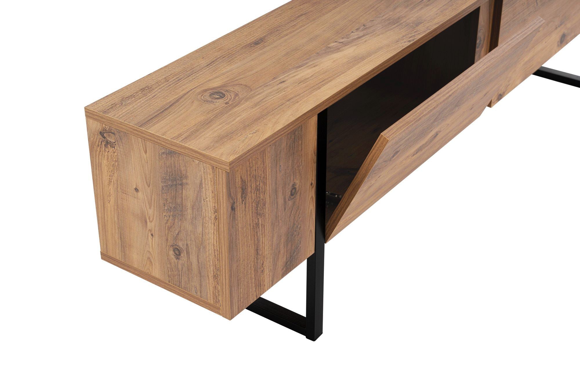 Comodă TV, Serenity - Atlantic Pine, Black, Pin Atlantic / Negru