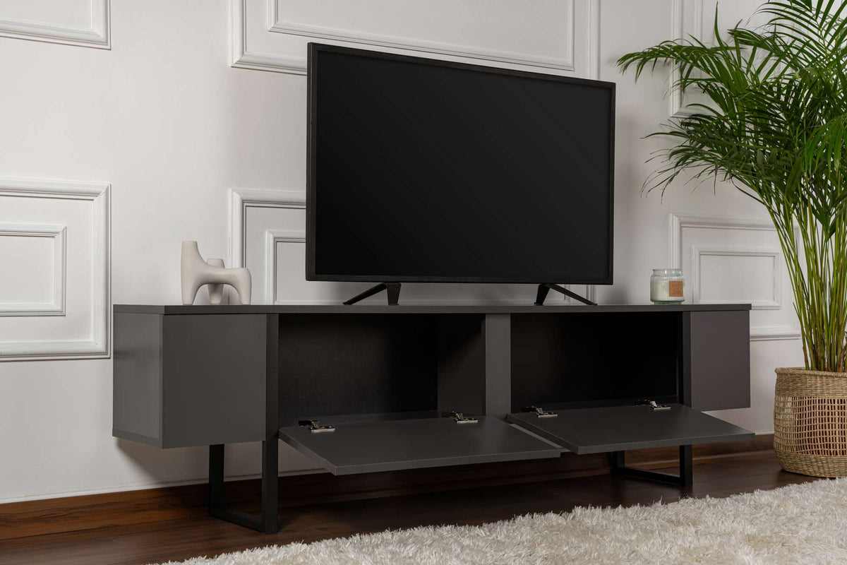 Comodă TV, Serenity - Anthracite, Black, Antracit / Negru