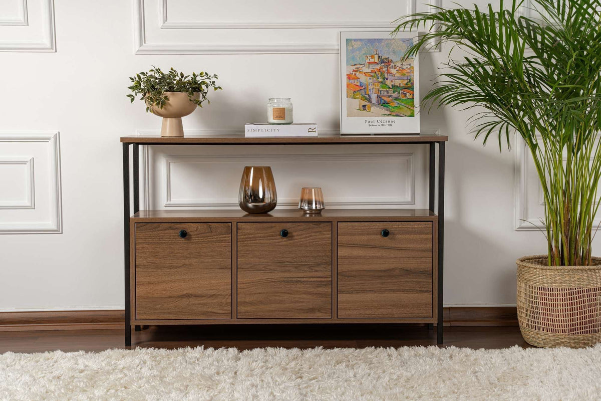 Consolă, Solace - Venezia Walnut, Black, Nuc Veneția / Negru