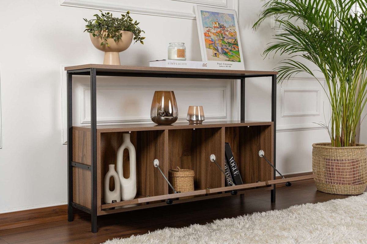 Consolă, Solace - Venezia Walnut, Black, Nuc Veneția / Negru
