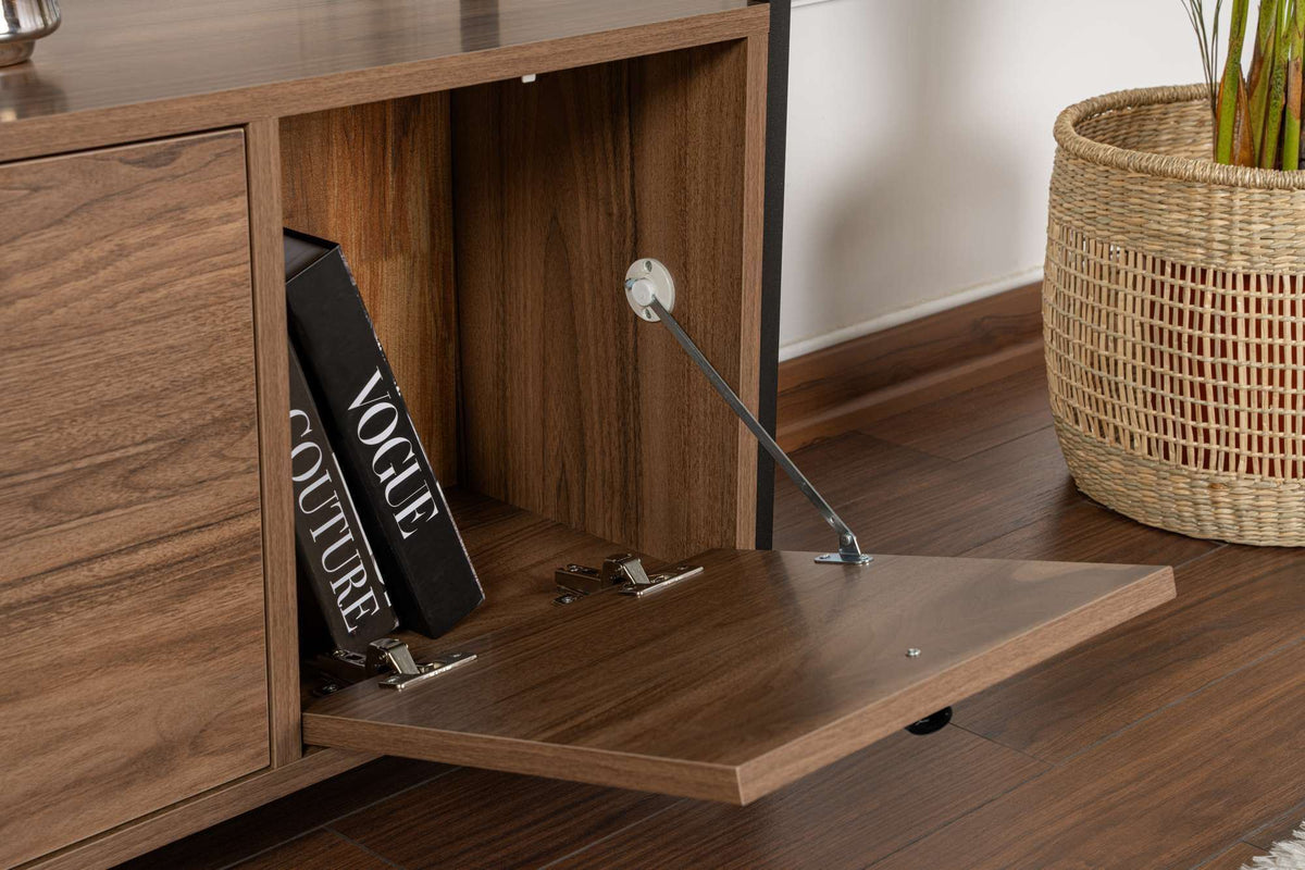Consolă, Solace - Venezia Walnut, Black, Nuc Veneția / Negru