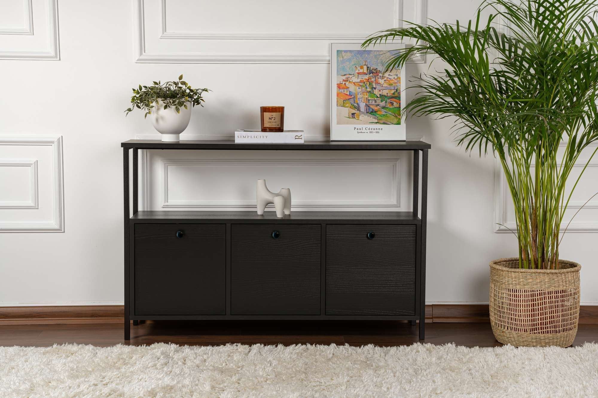 Consolă, Solace - Wood Black, Black, Lemn Negru / Negru
